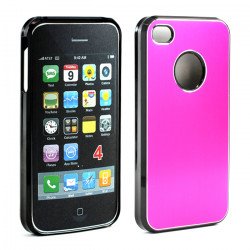 iPhone 4 4S Aluminum Snap On Case (Hot Pink)